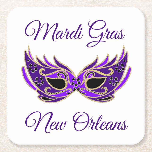 Mardi Gras New Orleans Mask Rechteckiger Pappuntersetzer (Vorderseite)