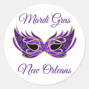 Mardi Gras New Orleans Mask Runder Aufkleber