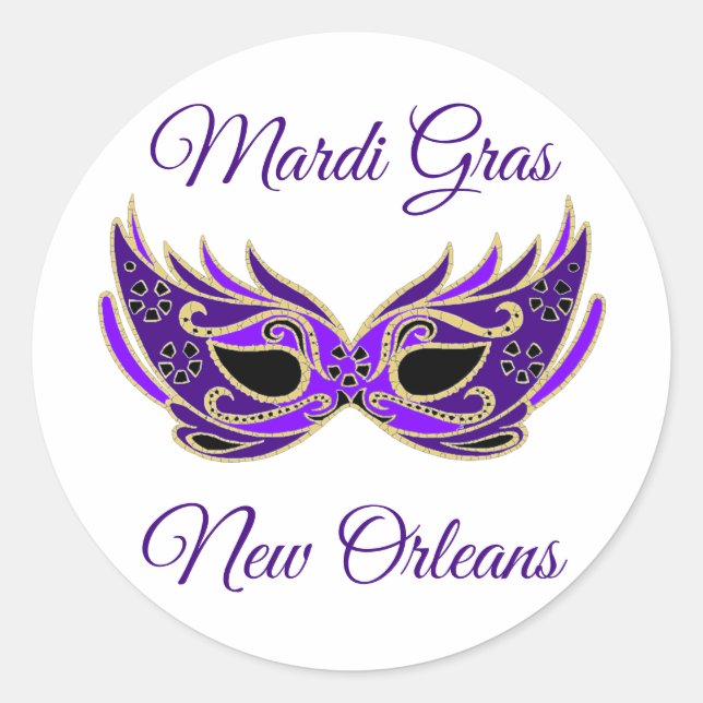 Mardi Gras New Orleans Mask Runder Aufkleber (Vorderseite)