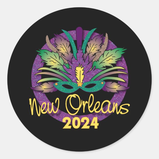 Mardi Gras New Orleans Mask Sticker - 2024 (Vorderseite)