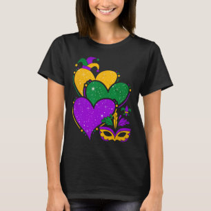 Mardi Gras Niedlich Hearts Frauen und Mädchen Vint T-Shirt