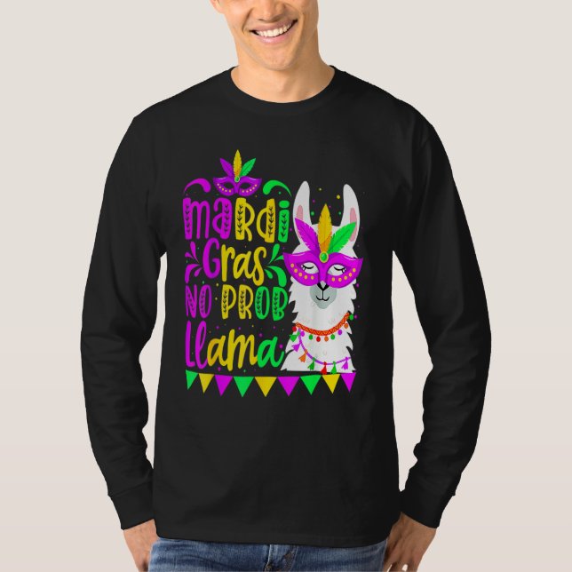 Mardi Gras No Prob Llama Alpaca Funny Carnival Cos T-Shirt (Vorderseite)