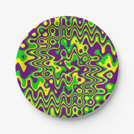 [Mardi Gras Op-Art] Lila-Gelb Pappteller