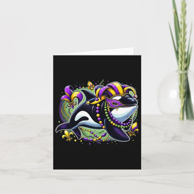 Mardi Gras Orca Whale Karte (Vorderseite)
