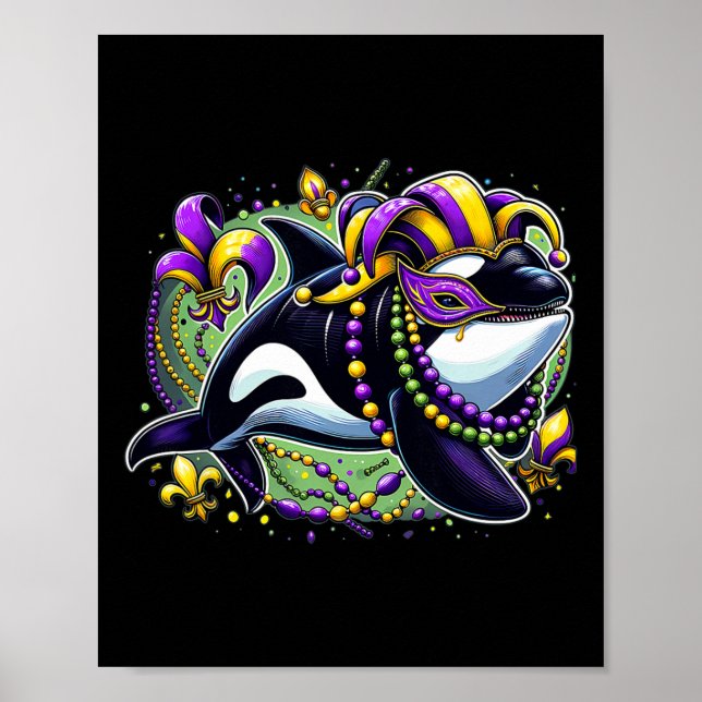 Mardi Gras Orca Whale Poster (Vorne)