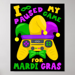Mardi Gras Outfit für Männer Kinder und Gamer Vide Poster