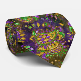 Mardi Gras Paisley Schwarzer Hintergrund Krawatte