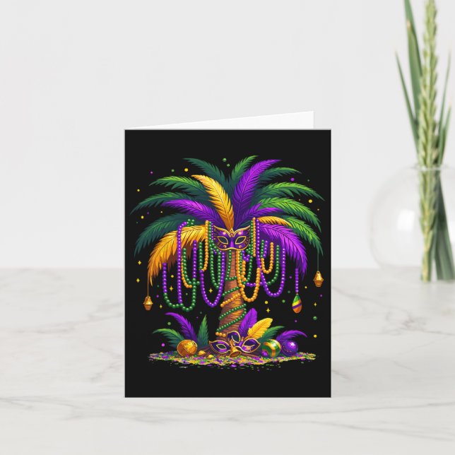 Mardi Gras Palm Tree Hawaiian Tropical Party Men W Karte (Vorderseite)