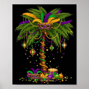 Mardi Gras Palme Hawaiianische Tropenparty Männer Poster
