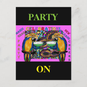 Mardi Gras Papageien Postkarte