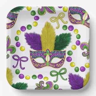 Mardi Gras Papierplatte - Mardi Gras Maske Pappteller