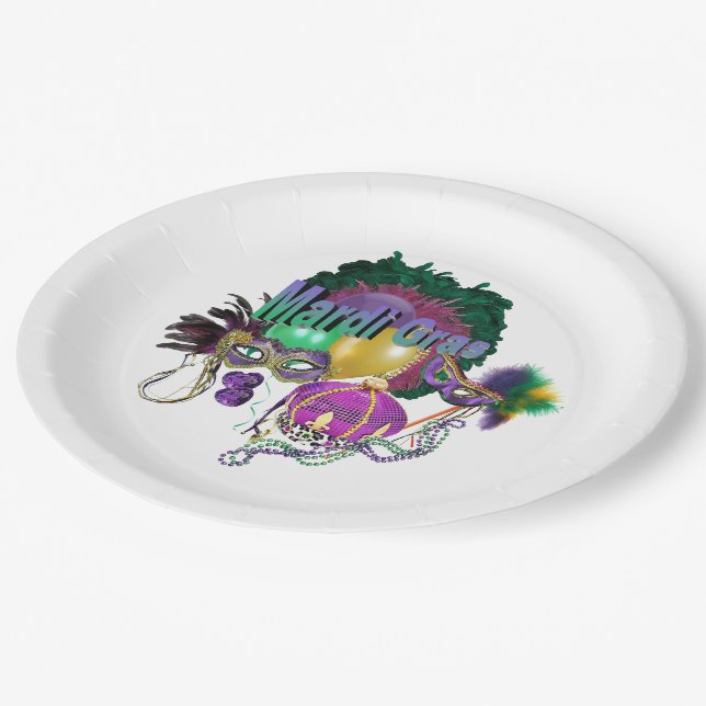 Mardi Gras Pappteller (Schrägansicht)