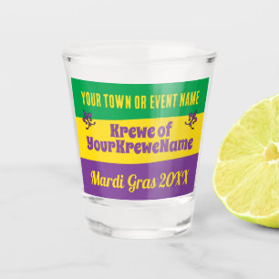 Mardi Gras Parade Krewe mit jedem Text Schnapsglas