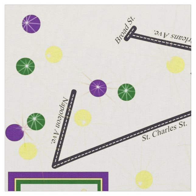 Mardi Gras Parade Route 18x18 Tile Größe Stoff (Nahaufnahme)
