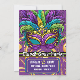 Mardi Gras Parade und Party Mask Einladung