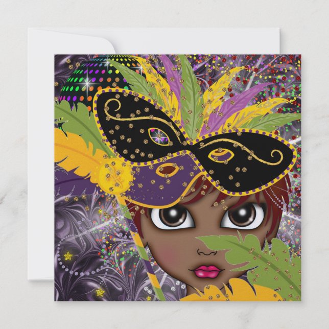 Mardi Gras Party Einladung der Kostüme durch den S (Vorderseite)