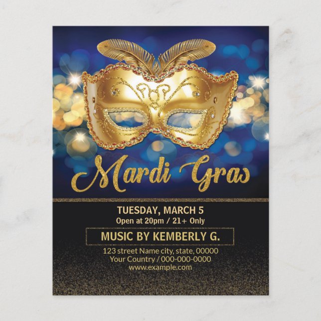 Mardi Gras Party Einladung Flyer (Vorne)