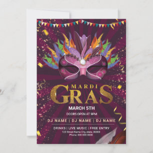 Mardi Gras Party Einladung Flyer