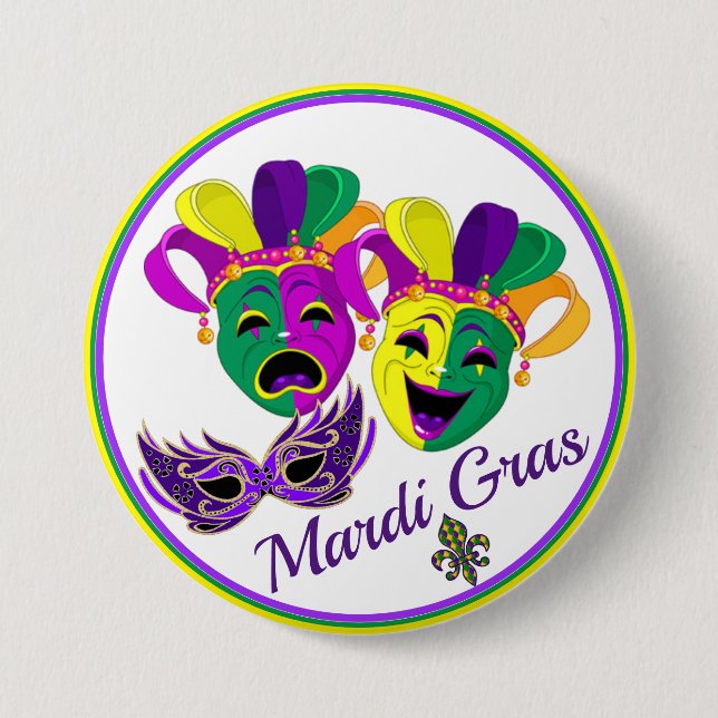 Mardi Gras Party Farbige Big Button Beads Maske (Vorderseite)