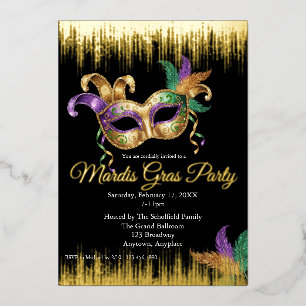 Mardi-Gras-Party Folieneinladung
