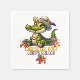 Mardi Gras Party Gator & Crawdads Serviette