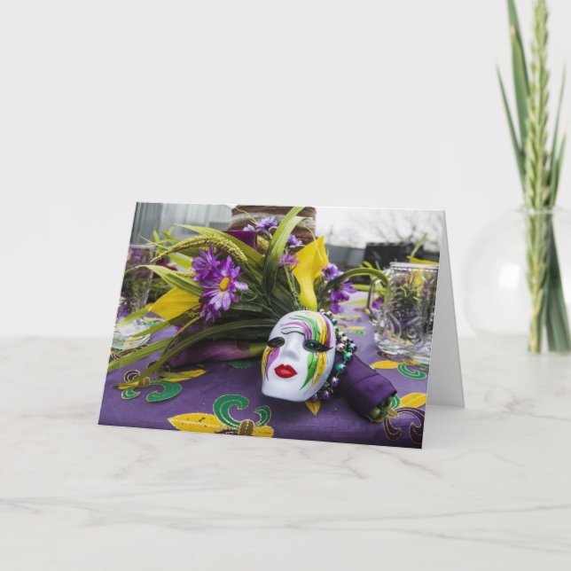 Mardi Gras Party Grußkarte Karte (Vorderseite)