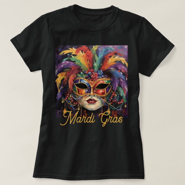 Mardi Gras Party Hübscher T - Shirt Maskenperlen (Design vorne)