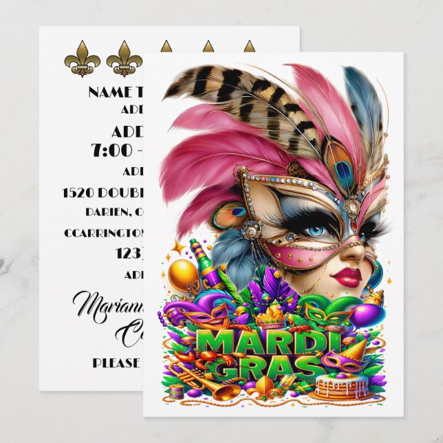 Mardi Gras - Party Invitation (Devant / Derrière)