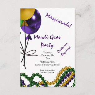 Mardi Gras Party Lila Gold und Green Einladung