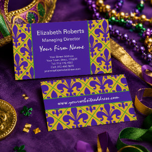Mardi Gras Party New Orleans Fleur de Lis Visitenkarte