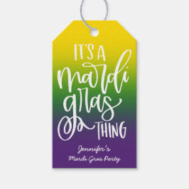 Mardi Gras Party Text Design Ombre Geschenkanhänger