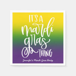 Mardi Gras Party Text Design Ombre Serviette