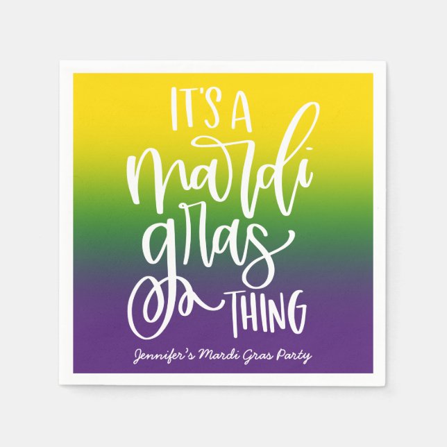 Mardi Gras Party Text Design Ombre Serviette (Vorderseite)