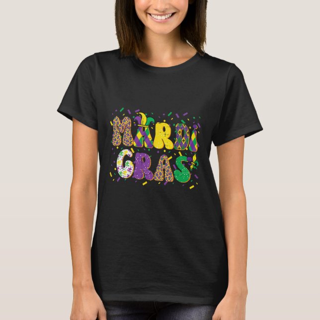 Mardi Gras Patterns Jester Karneval Parade Frauen  T-Shirt (Vorderseite)