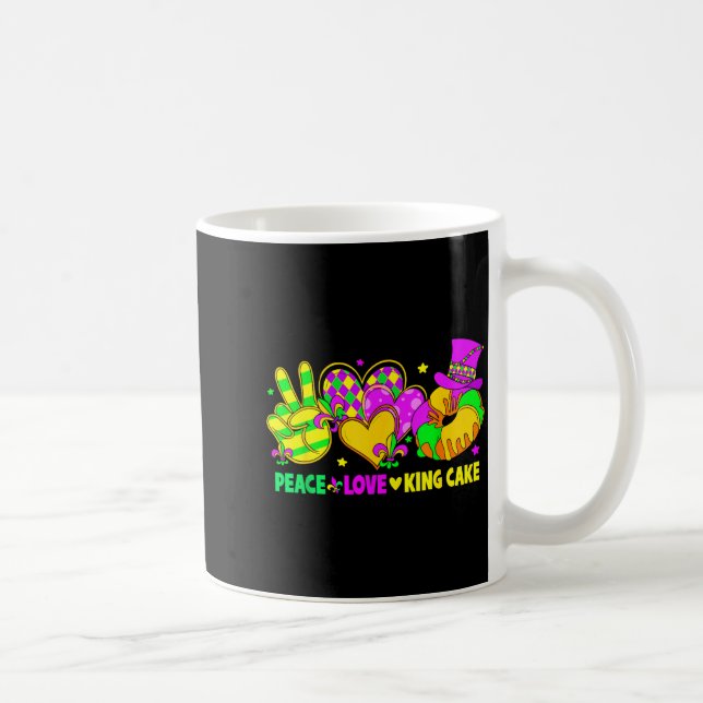 Mardi Gras Peace Love King Cake Funny Party Carniv Kaffeetasse (Rechts)