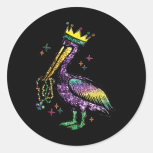 Mardi Gras Pelican Louisiana für Männer Frauen Runder Aufkleber