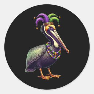 Mardi Gras Pelican Louisiana Parade Tierheim Runder Aufkleber