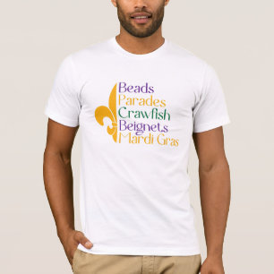 Mardi Gras Perlen Paraden Langusten Beignets T-Shirt