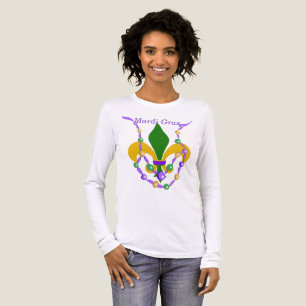 Mardi Gras-Perlenkette und Fleur de Lis Tri-Blend Shirt