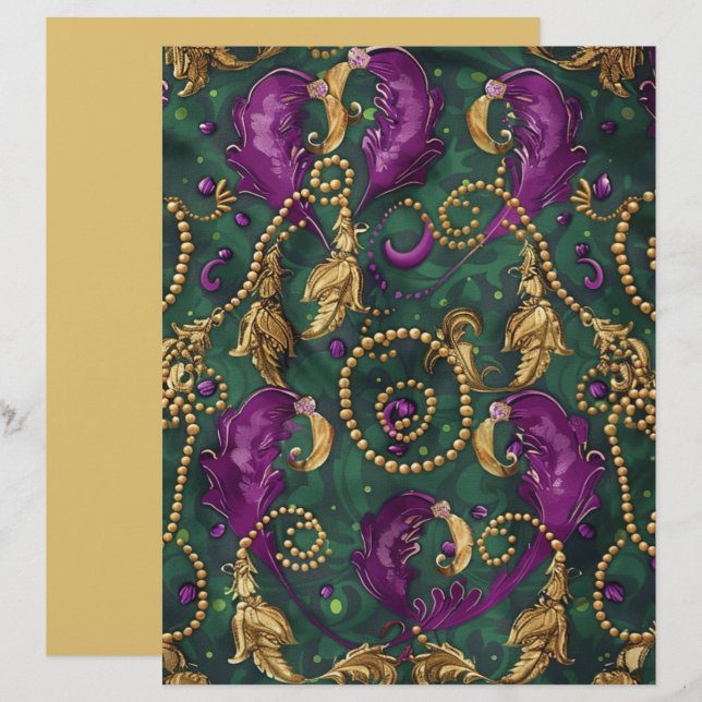 Mardi Gras Perles Festive papier de album (Devant / Derrière)