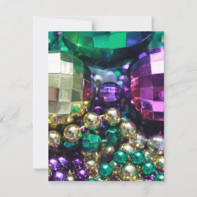 Mardi Gras perles grandes perles Invitations ou In (Devant)