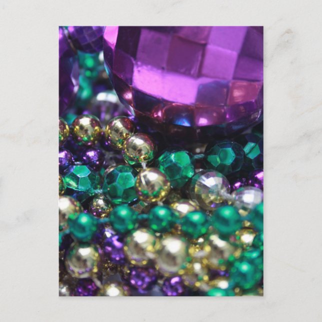 Mardi Gras Perles Purple Cartes Postales Invitatio (Devant)