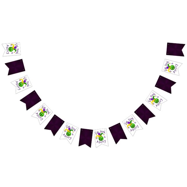 Mardi Gras Pickleball Eat Dink Be Merry Wimpelkette (Alle)