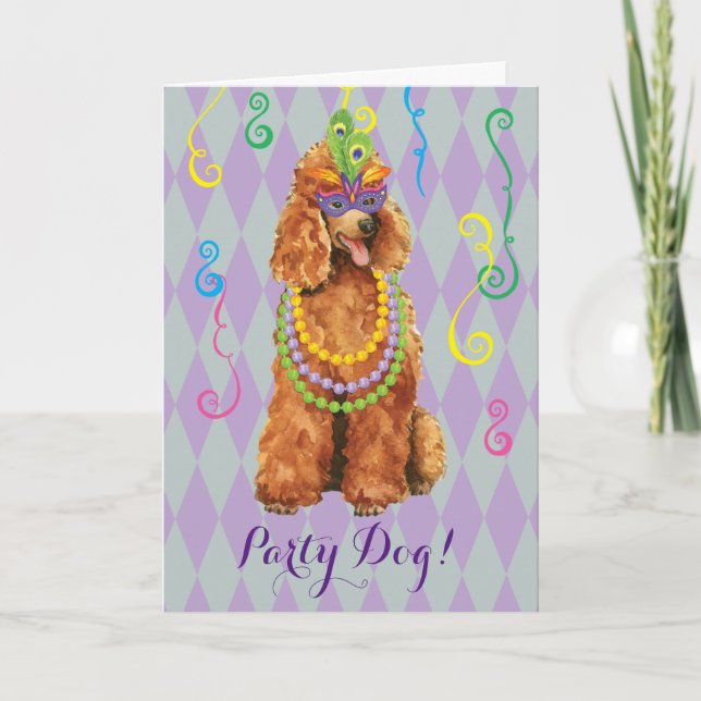Mardi Gras Poodle Karte (Vorderseite)