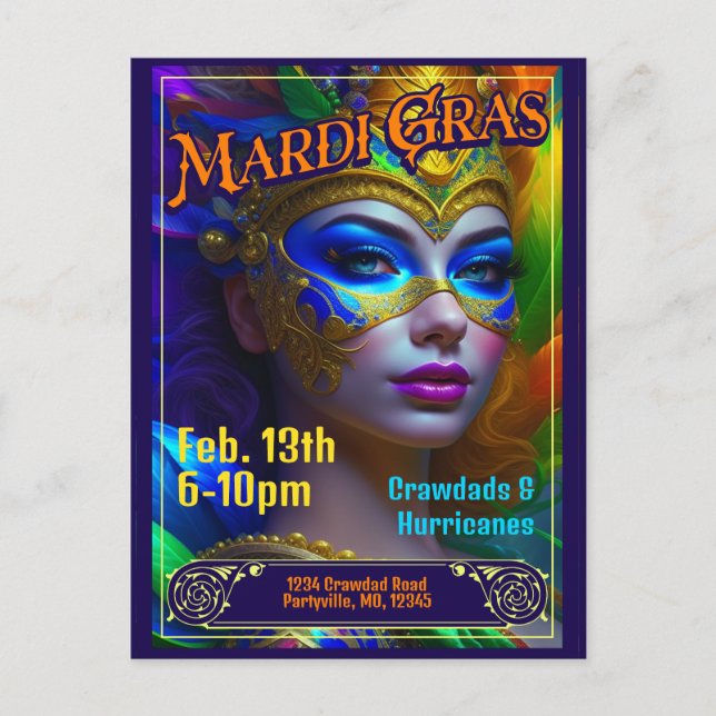 Mardi Gras Poster Einladungen (Vorderseite)