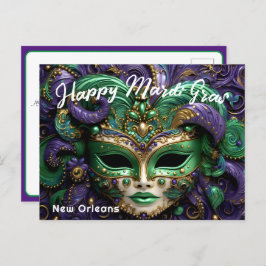 💚 💜 💛 Mardi Gras Postkarte