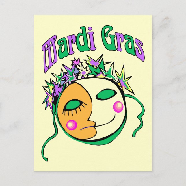 Mardi Gras Postkarte (Vorderseite)