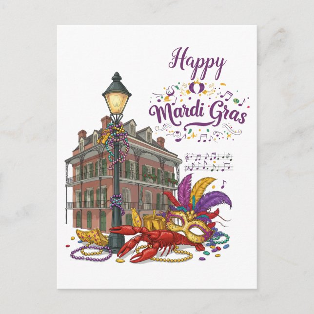Mardi Gras Postkarte (Vorderseite)