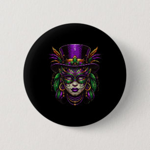 Mardi Gras Priesterin Frauen New Orleans Hexe Dokt Button