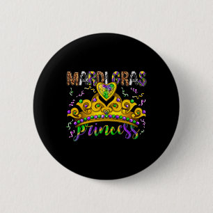 Mardi Gras Princess Beads Crown for Women Kids Gir Button